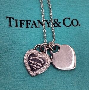 Tiffany & Co. Double Heart 18K Gold Diamond Necklace